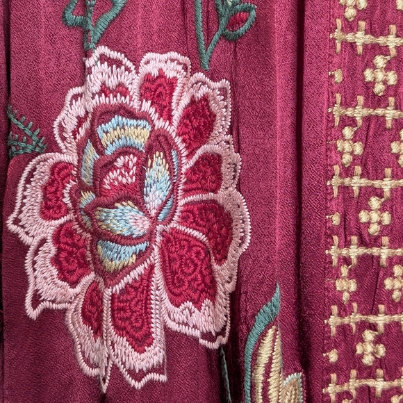 NWT JOHNNY WAS Messine Long Kimono Coat Embroidered Floral Pomegranate - Picture 9 of 15